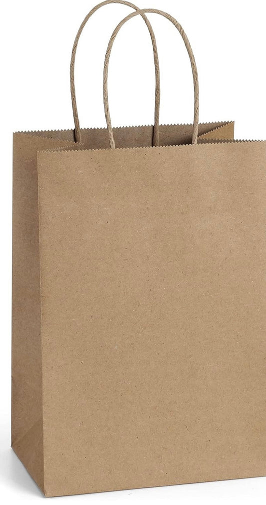 Paper shopping bag 5"x3"x8 Kraft 10/pack