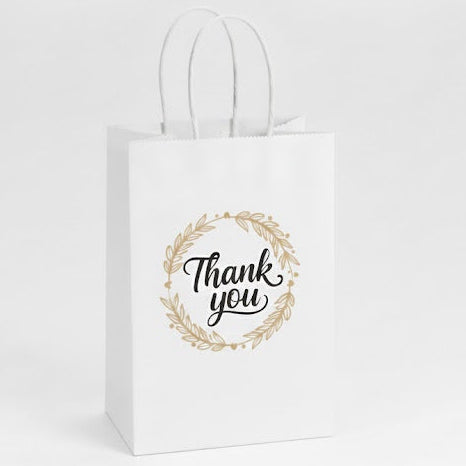 Gift Bag "Thank You" 8"x4"x10" white 10/pack